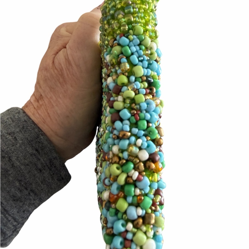 Vintage Seabead Beaded Green Wristlet/Clutch - Picture 6 of 7